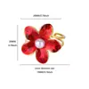 Anel de Zircônia Vermelho em Formato de Coração Mais Vendido, Joia Luxuosa Retro de Alto Padrão com Flor Cruzada