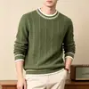 Suéter de Tricô Casual da Moda Tendência Venda Quente Transfronteiriça Gola Redonda Trabalhável para Bordado Tricô Masculino Preto