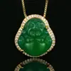 Set de Joyería Collar Pulsera Vintage para Mujer Calcedonia Verde Imitación Buda Maitreya Moda Venta al por Mayor Buda Maitreya