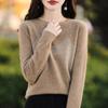 Ropa de punto de manga larga para mujer, resistente, con perforación en caliente, cuello redondo, suéter cálido, prenda de primera línea, base interior, top de nicho