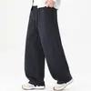 Pantalones de retazos deconstruidos de pierna curva, pantalones deportivos holgados de pierna recta estilo americano para hombre otoño/invierno, pantalones casuales versátiles con cordón, pantalones largos con caída fluida
