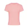 Camiseta Roja de Manga Corta Estilo Americano para Mujer, Verano, Hombro Normal, Corte Ajustado a la Cintura, Color Sólido, Fabricante Modelo de Comercio Exterior