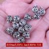 Cuentas de té de plata tibetana, adornos de bolas, accesorios DIY hechos a mano, accesorios de cuentas de Buda con bola hueca colgante, cuentas redondas talladas con flores