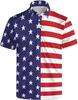 2025 Dia da Independência do Comércio Exterior Masculino Top com Estampa Digital 3D tamanho plus size Manga Curta Camisa Polo com Botão Lasel Top