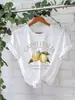 Camiseta Europea Transfronteriza Talla Europea Vintage Linda Fruta Limón Manga Corta Holgada Planta Camiseta Ropa Cottagecore