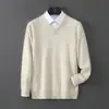 Suéter de Lana de Terciopelo Baicai para Hombre Cuello en V Jersey Color Sólido Capa Base Suéter para Adolescente que Reduce la Edad Ropa de Punto Casual de Negocios