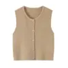 Roupas Femininas Transfronteiriças 2026 Moda Europeia e Americana Casual Botão Gola V Sem Mangas Tricô Colete Gilet Feminino C526985