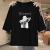 Camiseta de manga tres cuartos para comercio exterior transfronterizo, camiseta casual estampada de corte holgado para mujeres de mediana edad y mayores
