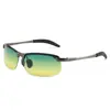 Óculos de Sol Polarizados Personalizados que Mudam de Cor para Homens, Óculos de Sol Anti-UV para Dirigir com Meia Armação, Óculos da Moda com Armação Preta de Metal
