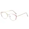 Nuevas Gafas de Ojo de Gato Transfronterizas, Montura de Gafas Retro de Moda con Filtro de Luz Azul, Gafas Metálicas Transparentes de Moda para Influencers de Maquillaje, Gafas para Mujer sin Graduación