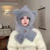 Sombrero de Orejas de Zorro y Bufanda Todo en Uno para Mujer Invierno Animal Peludo Más Bufanda Juego de Dos Piezas Casual y Versátil