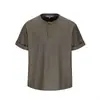 Camiseta de Manga Corta Retro Estilo Americano Suelta de Pareja Nanxia Verano Rayas Bloques de Color Cuello Henley Manga Corta para Hombre
