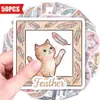 50 Piezas de Compra Directa Transfronteriza Pegatinas Creativas de Gato Lindo con Texto para Botellas de Agua, Equipaje, Decoración de Tabletas, Calcomanías Impermeables