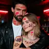 Pegatinas de Tatuaje Labial de San Valentín Transfronterizas Pareja Huellas Labiales Forma de Corazón San Valentín Chino Labios Estampado de Leopardo Beso Pegatinas de Rosa