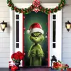 2026 Nueva Cortina de Puerta Navideña Bandera Decoración de Fondo del Monstruo Verde Grinch Navideño para Exteriores Tela Colgante Cubierta de Puerta