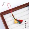 Accesorios DIY de Oro Cepillado con Diamantes, Colgante de Campana de Navidad, Soporte para Teléfono con Borla Estilo Chino Nuevo