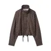 Ins Ropa de Mujer AliExpress Más Vendido Cuello Alto Lunares Gasa Chaqueta Bomber Estilo Piloto Abrigo