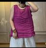 Novo Colete Longo Ramie Artístico de Outono 2024 com Alça Top Casual Camisa Slimming Retrô