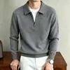 Suéter de punto Yingao para hombre con cuello half-zip, casual de negocios para otoño e invierno, estilo old money, suéter de corte holgado para hombres de mediana edad