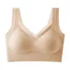 Ropa interior de banda de gel de soporte suave sin costuras, sujetador tipo top sin aros, transpirable, push-up, cuello en V