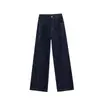Jeans Azul Oscuro para Mujer, Tendencia Otoño/Invierno 2025, Nuevos de Cintura Alta, Caída Suelta, Pierna Recta, Corte Amplio, Pantalones Anchos para Mujer Petite