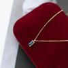 Collar Rectangular Retro de Acero Inoxidable con Circonita de Colores, Estilo de Nicho de Alta Gama, No se Desvanece, Cadena de Clavícula Minimalista Versátil