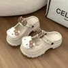 Sandalias Casuales Cerradas de Suela Gruesa Dulces, Zuecos Cómodos Kt Estilo Nuevo para Mujer, Pantuflas de Verano con Lazo, Zapatos Versátiles de Gato