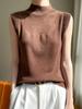 Chaleco de Punto Fino Estilo Tweed Primavera y Otoño Transfronterizo con Paneles de Malla de Media Altura para Mujer para Usar por Dentro y sin Mangas por Fuera