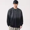 Sudadera con Estampado de Contraste de Marca de Moda Holgada para Hombre Tallas Grandes F5622 Otoño e Invierno 420g Lavada Pesada Degradada