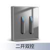 Panel de enchufe de interruptor gris tipo 86, interruptor de punto de pared de vidrio templado con espejo de control doble simple con luz LED para el hogar