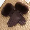 Luvas Quentes Femininas Fofas Forradas com Lã Espessadas à Prova de Frio Forradas com Lã para Uso Externo Ciclismo Tela Sensível ao Toque Luvas de Outono e Inverno