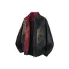 2026 nueva chaqueta casual transfronteriza para hombre estilo americano tie-dye bloques de color retro piloto cuero PU