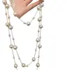 Gipsófila Larga Collar de Perlas Artificiales Apilable Lujo Accesible Nicho Gama Alta Nuevo Accesorios Versátiles Collar Elegante