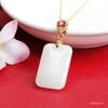 Colgante de Jade Hetian Natural Guan Yu Jade Blanco Colgante Cuadrado Collar Venta al por Mayor de Fábrica Dropshipping S2072117