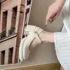 Zapatos Mary Jane negros vintage estilo francés con perlas para mujer, nuevo modelo otoño 2026, versátiles con faldas, zapatos pequeños de piel con cierre de velcro