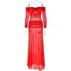 Amazon wish Conjunto de Duas Peças Moda Verão Novo Top Tubinho Manga Longa Elegante Sexy Costas Nuas Saia Longa