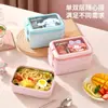 Lancheira Térmica Sanrio para Trabalhadores de Escritório, Grande Capacidade, Lancheira Bento com Compartimento de Camada Dupla para Estudantes, Lancheira de Aço Inoxidável m