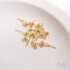 Aretes de Perlas Esmeriladas Chapados en Oro de 18 Quilates Real, Broches de Bola Brillantes tipo Arena con Aros, Aretes Hechos a Mano para DIY, Accesorios de Joyería