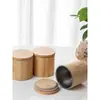 Cânfora Bambu Aço Inoxidável Revestimento Interno Lata de Chá Tubo de Armazenamento de Bambu Tampa Selada para Frutas Secas Lata para Lanches Tubo de Viagem para Quarto de Hotel