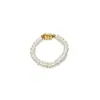 Pieza triangular geométrica anillo elástico de perla de agua dulce natural con cuentas planas irregulares, cobre chapado en oro, versátil para el uso diario