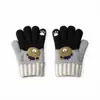 Nuevos Guantes de Punto Cálidos de Otoño Invierno para Niños, Lindos, Oso de Dibujos Animados, Cinco Dedos, Dedos Divididos, Niños Niñas, Lana Engrosada