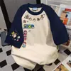 Versão Coreana da Camiseta Solta de Manga Curta de Comprimento Médio Estampada com Crayon Shin-Chan para Homens e Mulheres, Tops de Casal Ins de Verão