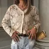 Suéter de Mujer 2026 con Acabado de Alta Gama, Nuevo Estilo Primavera y Otoño, Tejido de Ganchillo Hueco, Prendas de Abrigo Sueltas de Manga Larga para Mujer