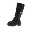 Botas Longas Estilo Deserto Botas Maillard Marrons Botas de Cano Alto com Solado Grosso Femininas Botas de Cowboy Ocidental Outono e Inverno 2025