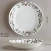 Pratos de porcelana fina da série Monte Fuji, incluindo pratos fundos, pratos de arroz, pratos rasos, pratos cerâmicos fundos e travessas para uso doméstico