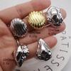 Pendientes ovalados sencillos de oro blanco y cobre chapados en oro, pendientes colgantes en forma de abanico, pendientes de estilo moderno, joyería