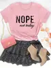 "No, Hoy No" Camiseta Gráfica Linda con Estampado de Letras, Sho Lindo