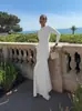 Estilo Europeu e Americano Temu Outono Feminino Gola Redonda Manga Longa Slim Fit Renda em Malha com Cadarço Elegante Nicho Vestido Longo Atacado