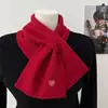 Bufanda de Cachemir Color Blanco Crudo Estilo Coreano para Mujer en Otoño e Invierno Delgada Sencilla Color Liso Bordado Entrelazado Bufanda para el Cuello