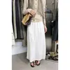 Falda midi de punto de lana con abertura trasera para otoño e invierno 2026 para mujer con cintura elástica y cordón de corte recto